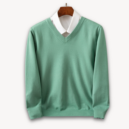 Men's V-Neck Sweater Long Sleeve Slim Fit