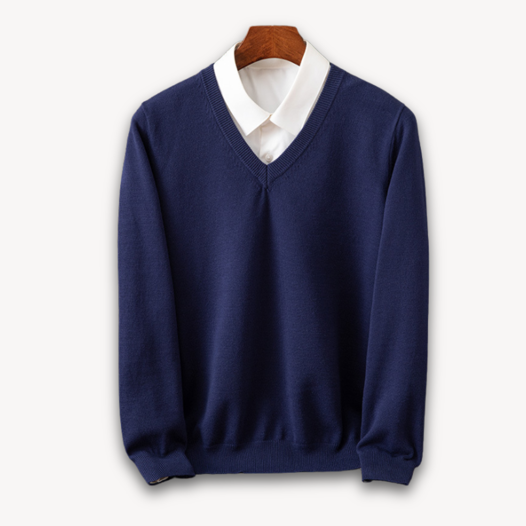 Men's V-Neck Sweater Long Sleeve Slim Fit