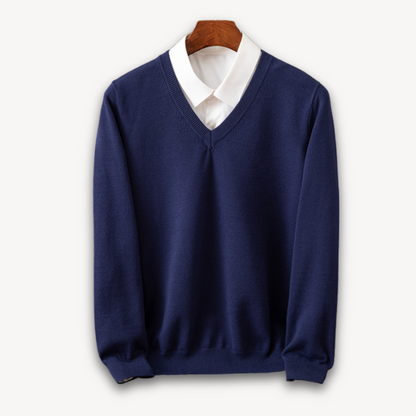 Men's V-Neck Sweater Long Sleeve Slim Fit