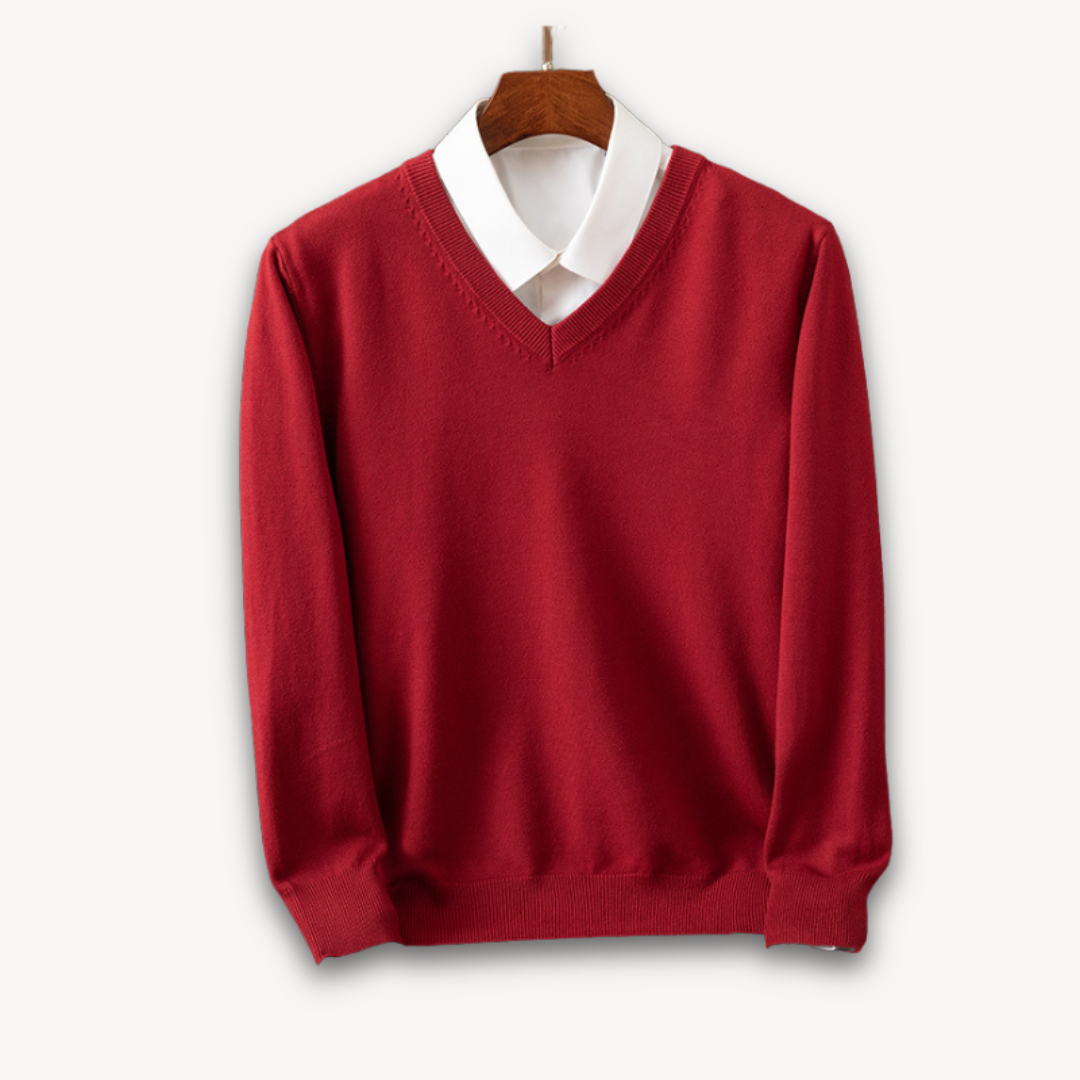 Men's V-Neck Sweater Long Sleeve Slim Fit