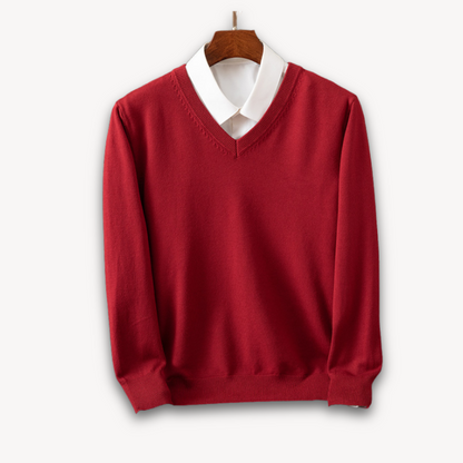 Men's V-Neck Sweater Long Sleeve Slim Fit