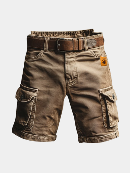 Men's Vintage Cargo Shorts with Multi-Pocket Design and Belt
