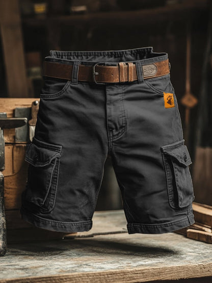 Men's Vintage Cargo Shorts with Multi-Pocket Design and Belt
