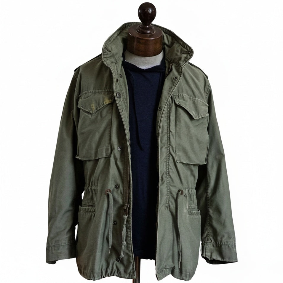 Men's Vintage Military Field Jacket with Hood and Adjustable Waist