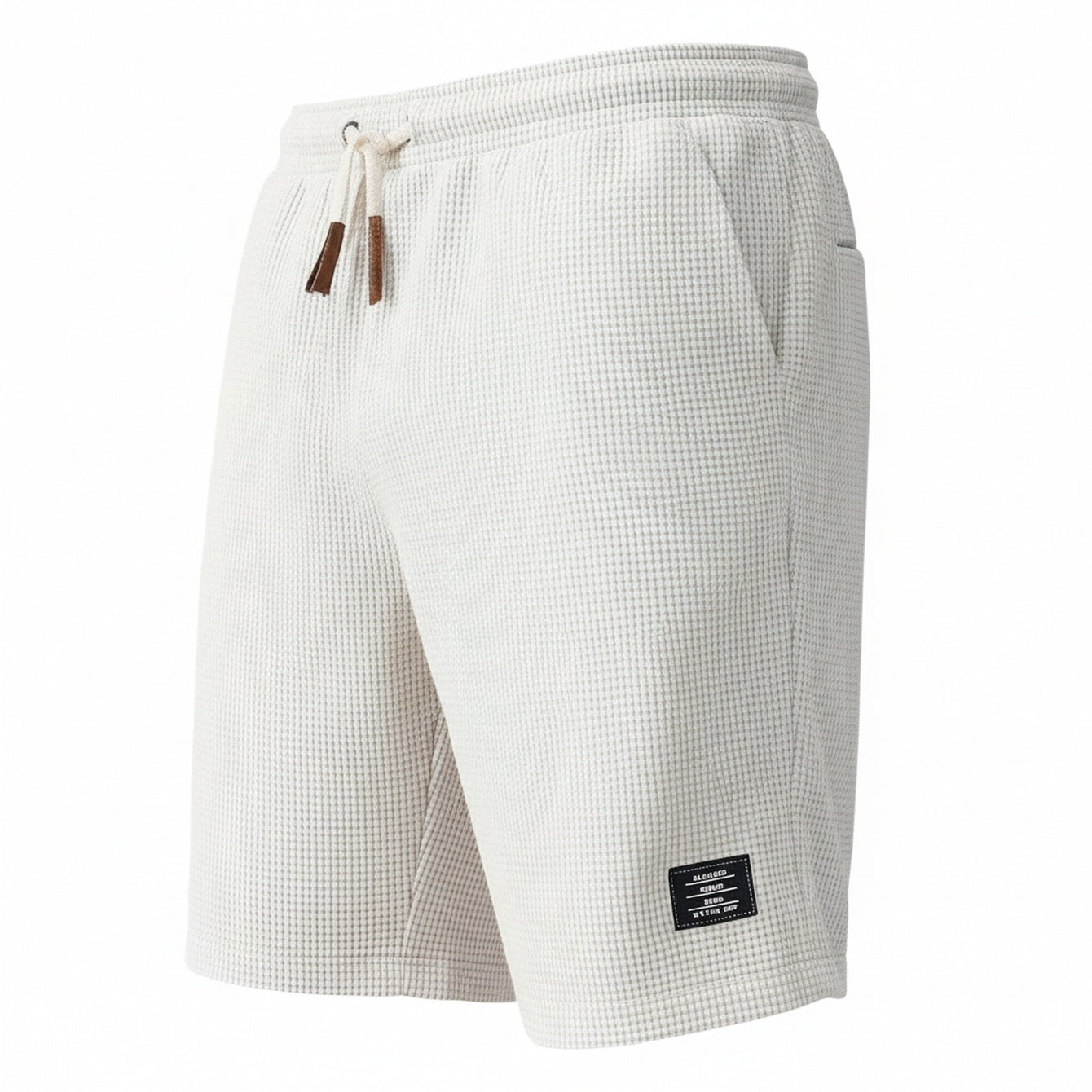 Men's Waffle-Texture Drawstring Casual Shorts with Elastic Waistband