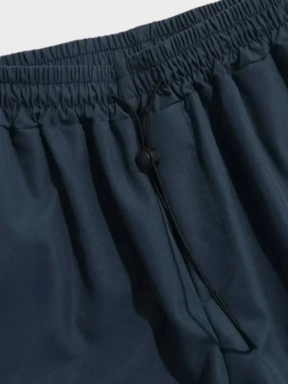 Men's Wide Leg Cargo Pants with Elastic Waist and Adjustable Toggle Cuffs