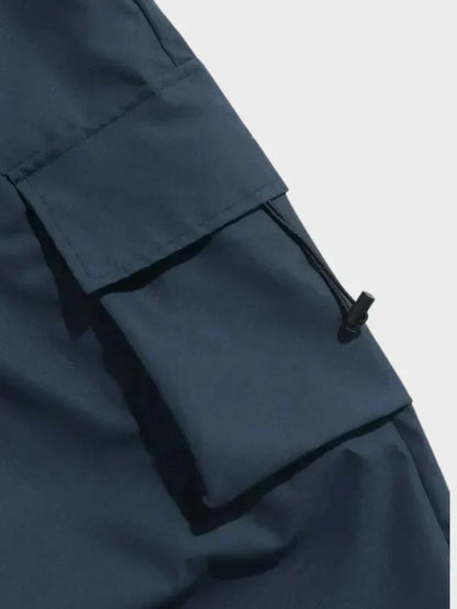 Men's Wide Leg Cargo Pants with Elastic Waist and Adjustable Toggle Cuffs