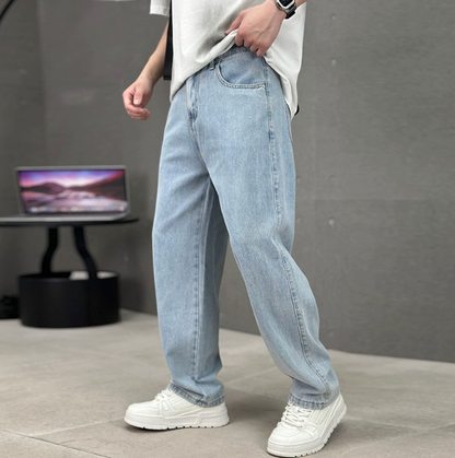 Men's Wide Leg Jeans with Straight Cut and Loose Fit