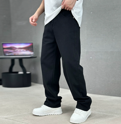 Men's Wide Leg Jeans with Straight Cut and Loose Fit