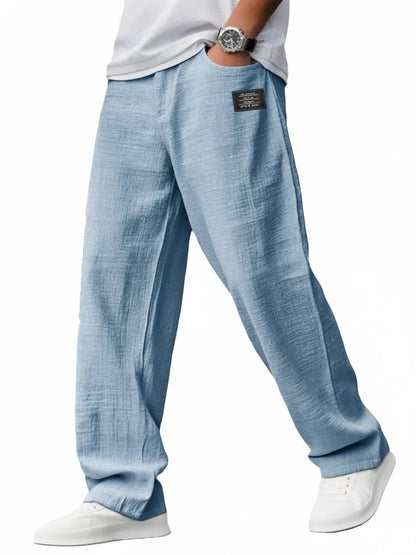 Men's Wide-Leg Trousers Oversized Relaxed Fit with Elastic Waist
