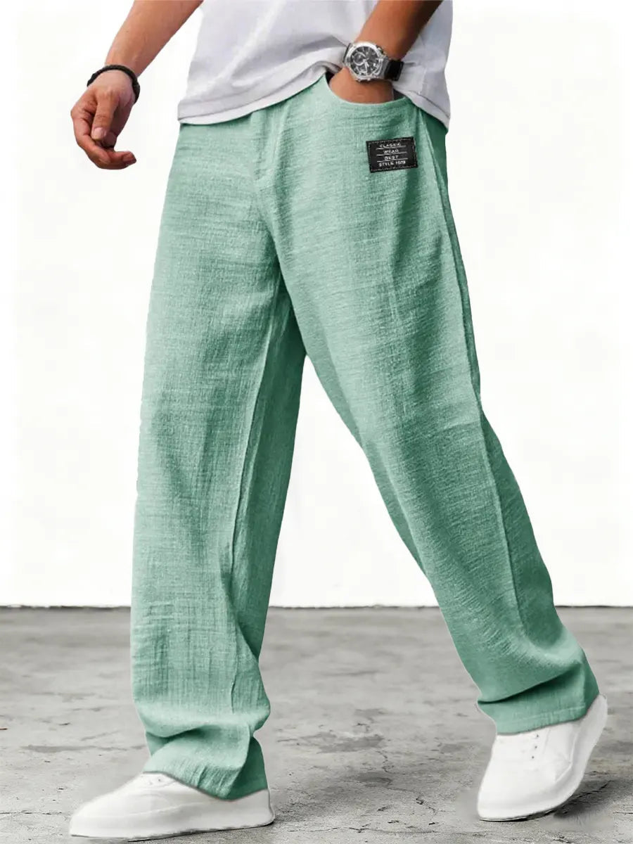 Men's Wide-Leg Trousers Oversized Relaxed Fit with Elastic Waist