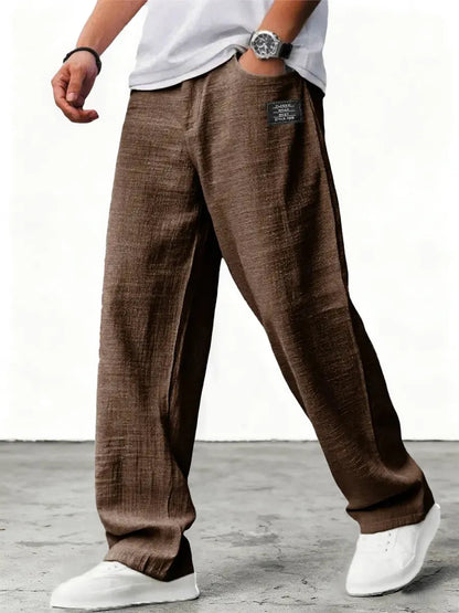 Men's Wide-Leg Trousers Oversized Relaxed Fit with Elastic Waist