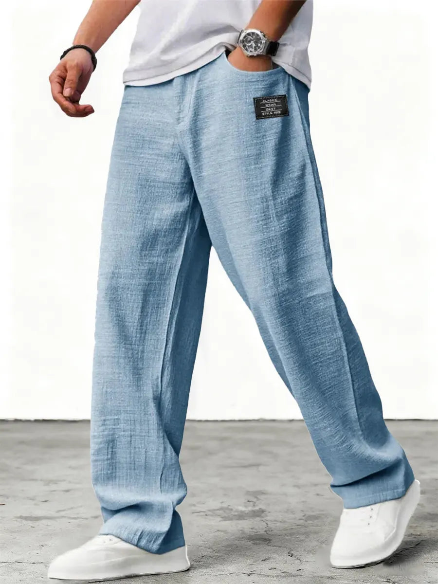 Men's Wide-Leg Trousers Oversized Relaxed Fit with Elastic Waist