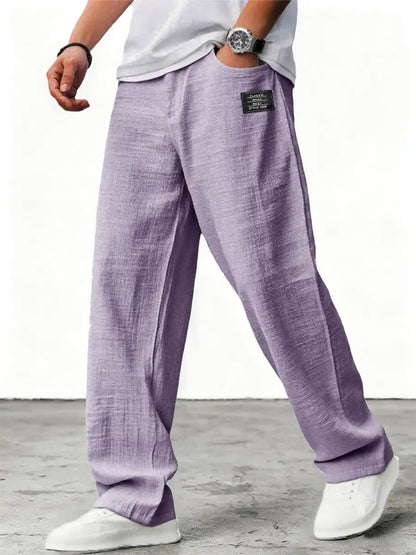 Men's Wide-Leg Trousers Oversized Relaxed Fit with Elastic Waist