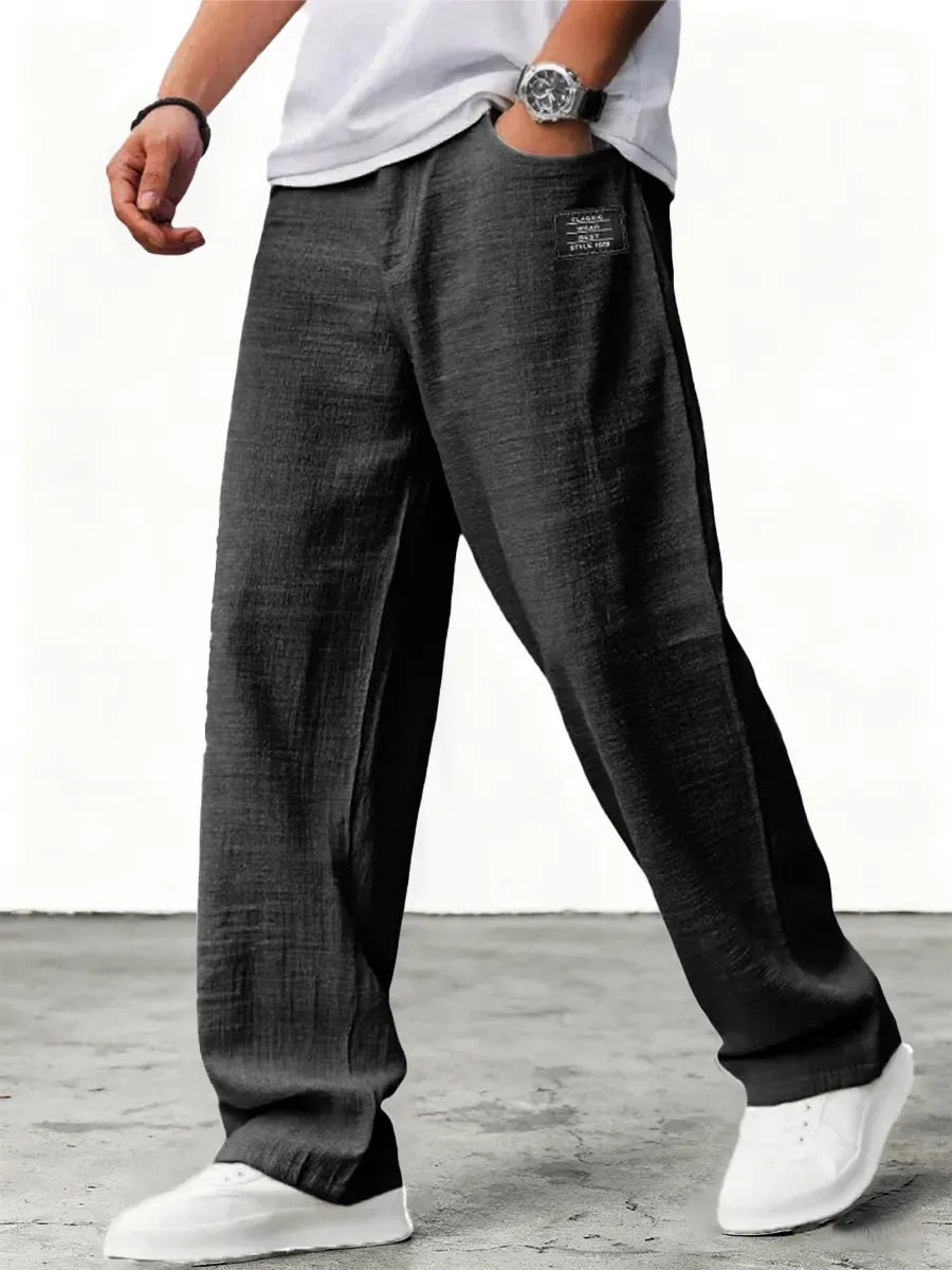 Men's Wide-Leg Trousers Oversized Relaxed Fit with Elastic Waist