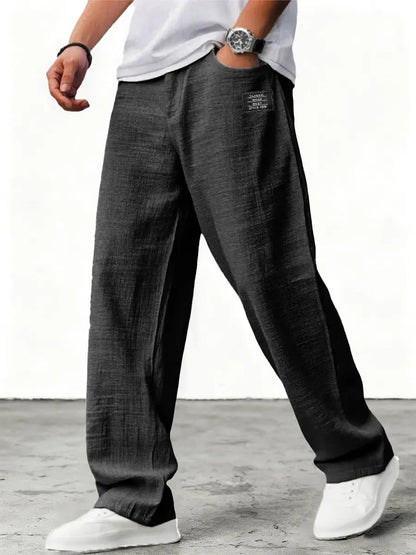 Men's Wide-Leg Trousers Oversized Relaxed Fit with Elastic Waist