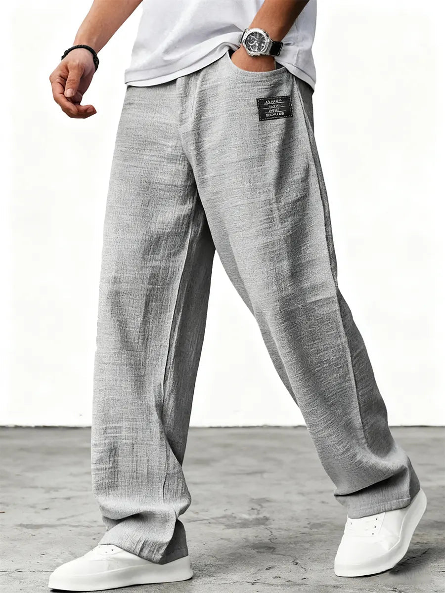 Men's Wide-Leg Trousers Oversized Relaxed Fit with Elastic Waist