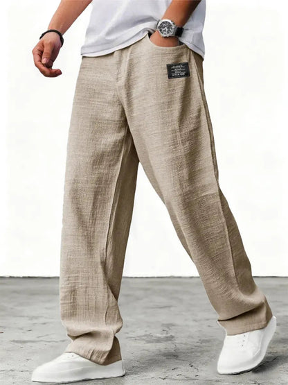 Men's Wide-Leg Trousers Oversized Relaxed Fit with Elastic Waist