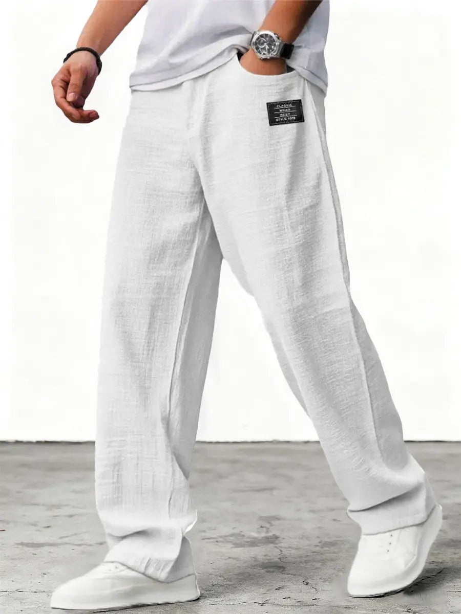 Men's Wide-Leg Trousers Oversized Relaxed Fit with Elastic Waist