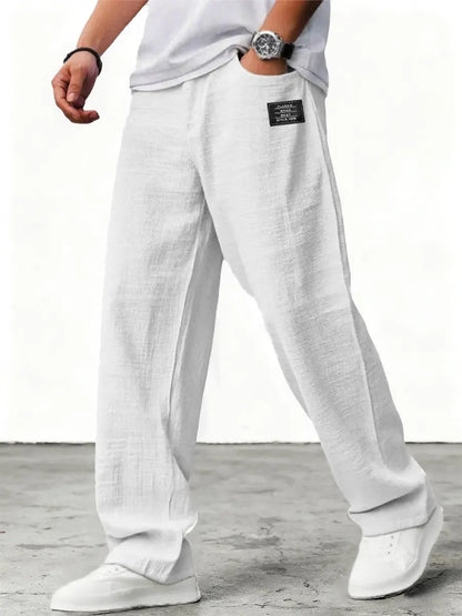 Men's Wide-Leg Trousers Oversized Relaxed Fit with Elastic Waist