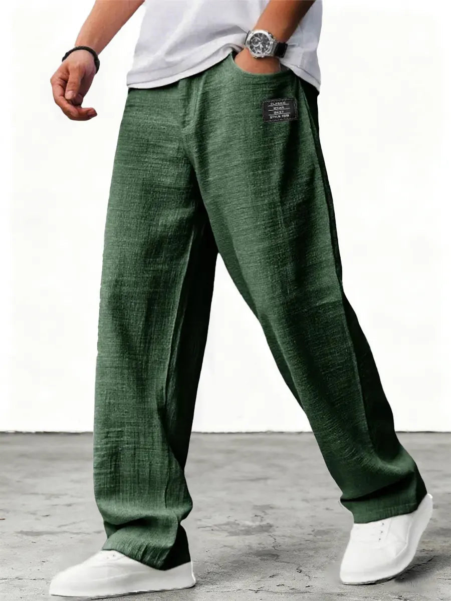 Men's Wide-Leg Trousers Oversized Relaxed Fit with Elastic Waist