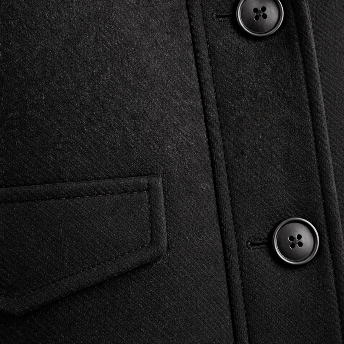 Men's Winter Coat with Layered Collar, Button and Zip Closure