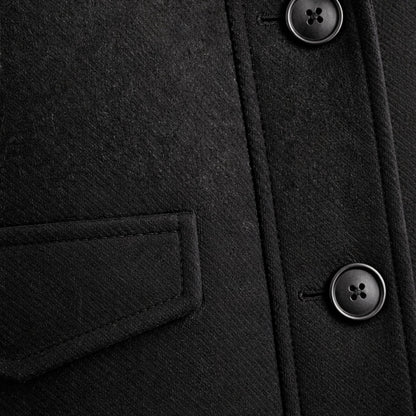 Men's Winter Coat with Layered Collar, Button and Zip Closure