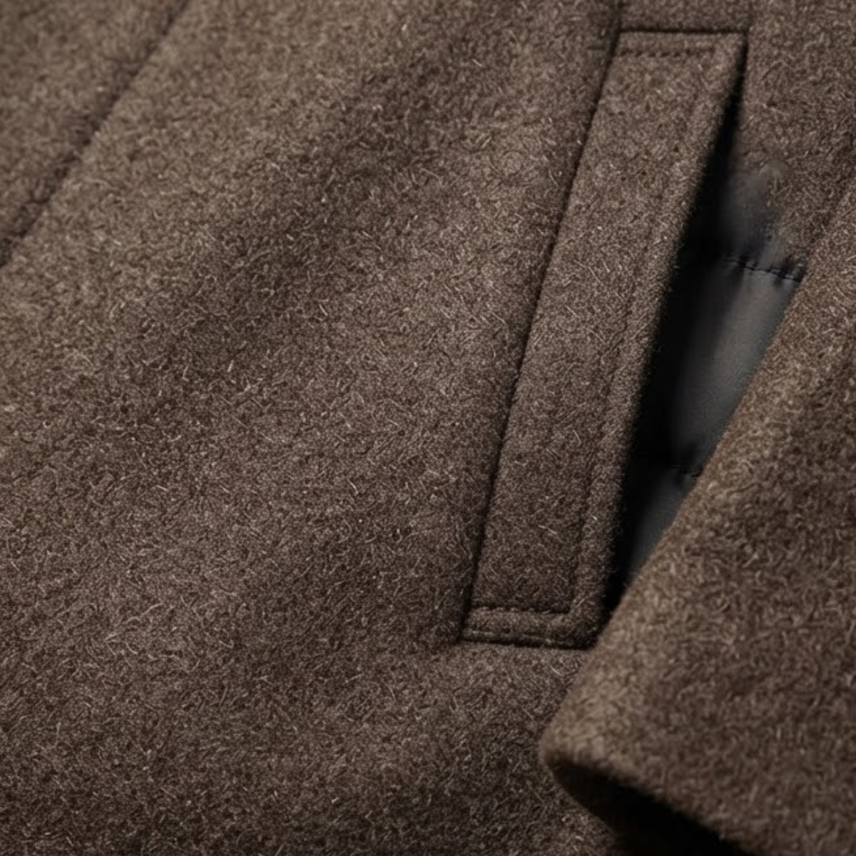 Men's Winter Coat with Stand Collar and Button Closure