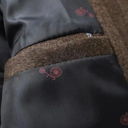 Men's Winter Coat with Stand Collar and Button Closure