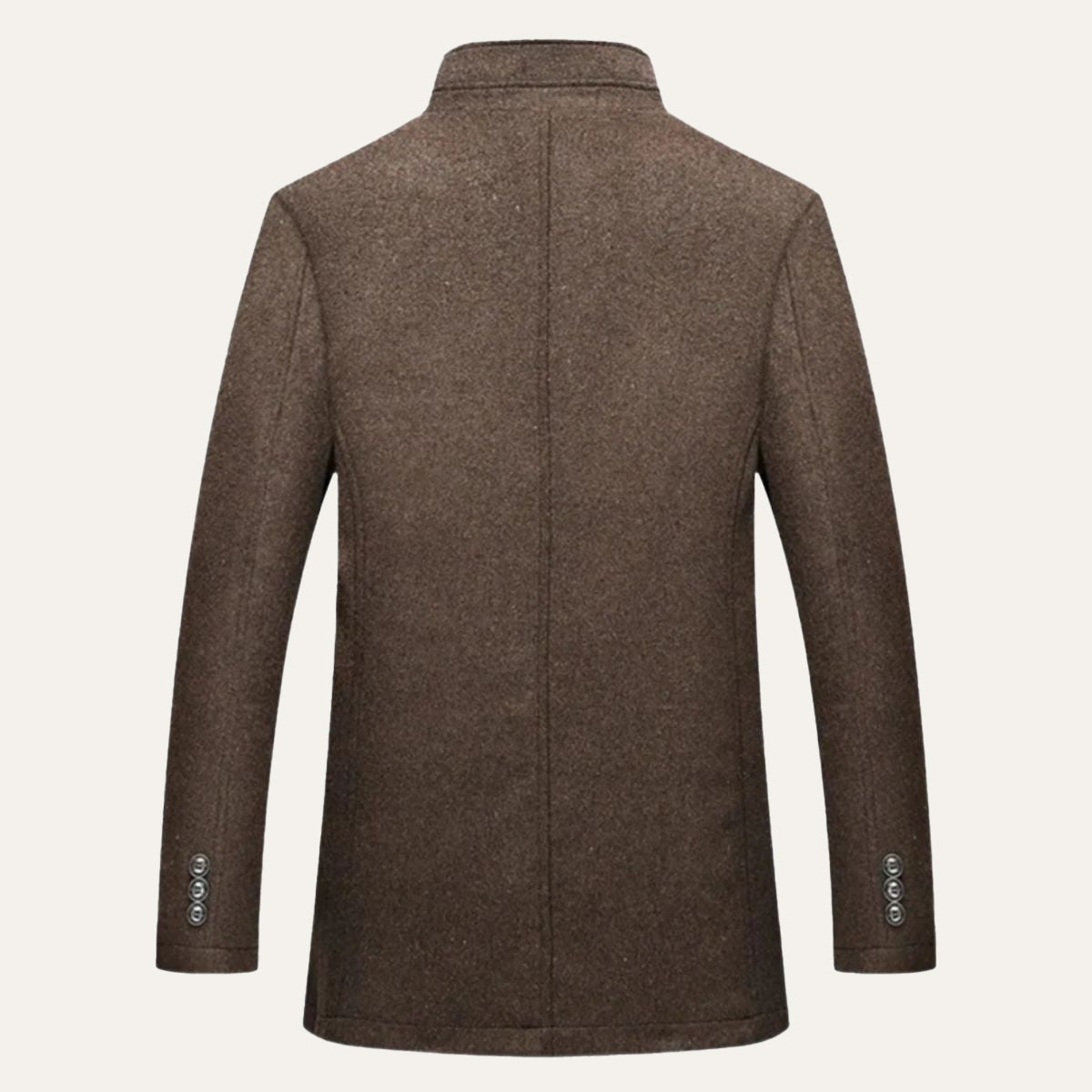 Men's Winter Coat with Stand Collar and Button Closure