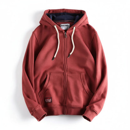 Men's Zip-Up Hoodie with Hood and Kangaroo Pockets