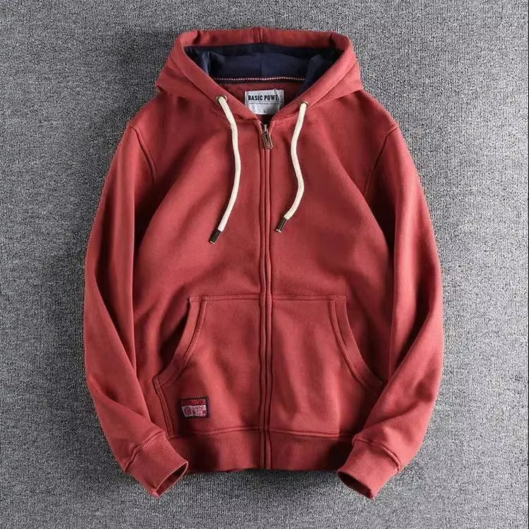 Men's Zip-Up Hoodie with Hood and Kangaroo Pockets