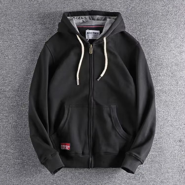 Men's Zip-Up Hoodie with Hood and Kangaroo Pockets