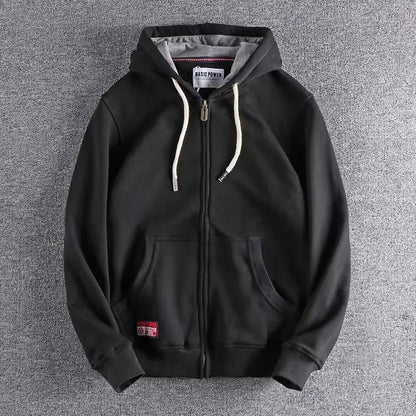 Men's Zip-Up Hoodie with Hood and Kangaroo Pockets
