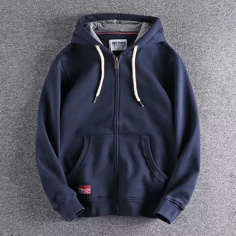 Men's Zip-Up Hoodie with Hood and Kangaroo Pockets