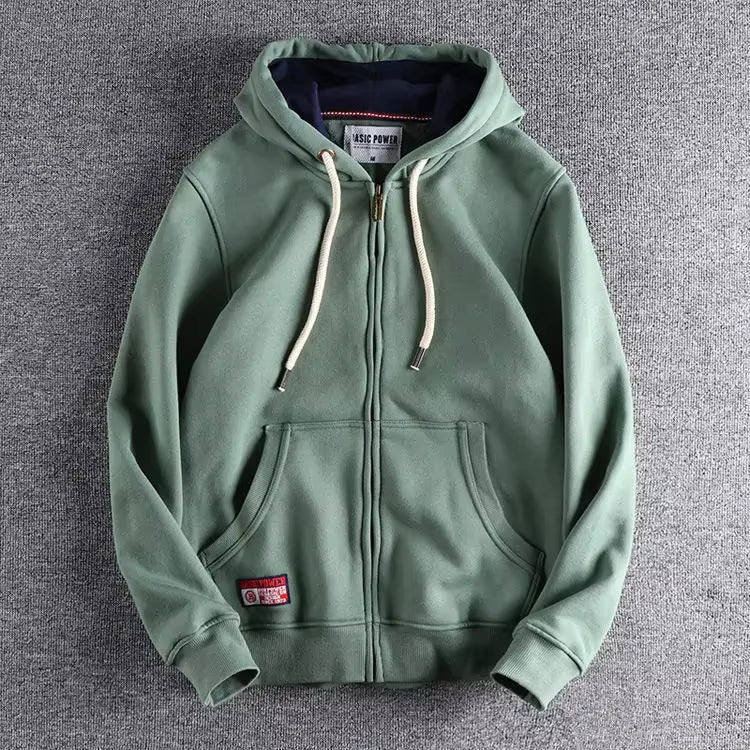 Men's Zip-Up Hoodie with Hood and Kangaroo Pockets