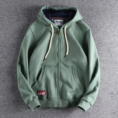 Men's Zip-Up Hoodie with Hood and Kangaroo Pockets