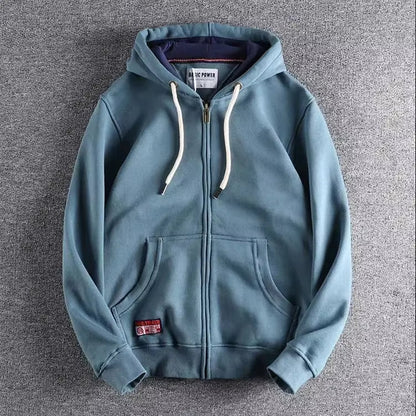 Men's Zip-Up Hoodie with Hood and Kangaroo Pockets