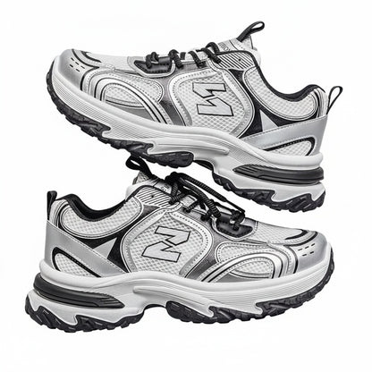Unisex Chunky Dad Sneakers with Lace-Up Closure and Thick Platform Sole