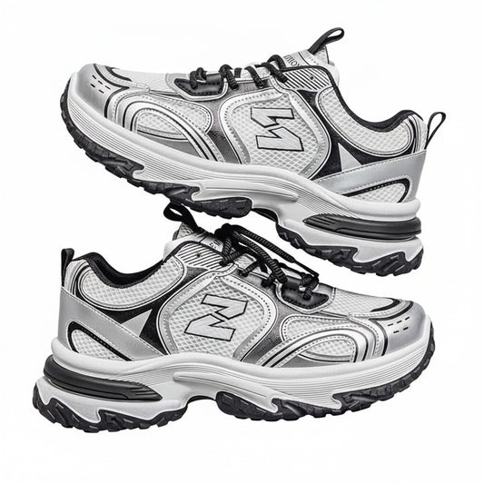 Unisex Chunky Dad Sneakers with Lace-Up Closure and Thick Platform Sole