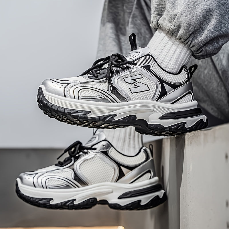 Unisex Chunky Dad Sneakers with Lace-Up Closure and Thick Platform Sole