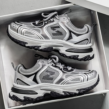 Unisex Chunky Dad Sneakers with Lace-Up Closure and Thick Platform Sole