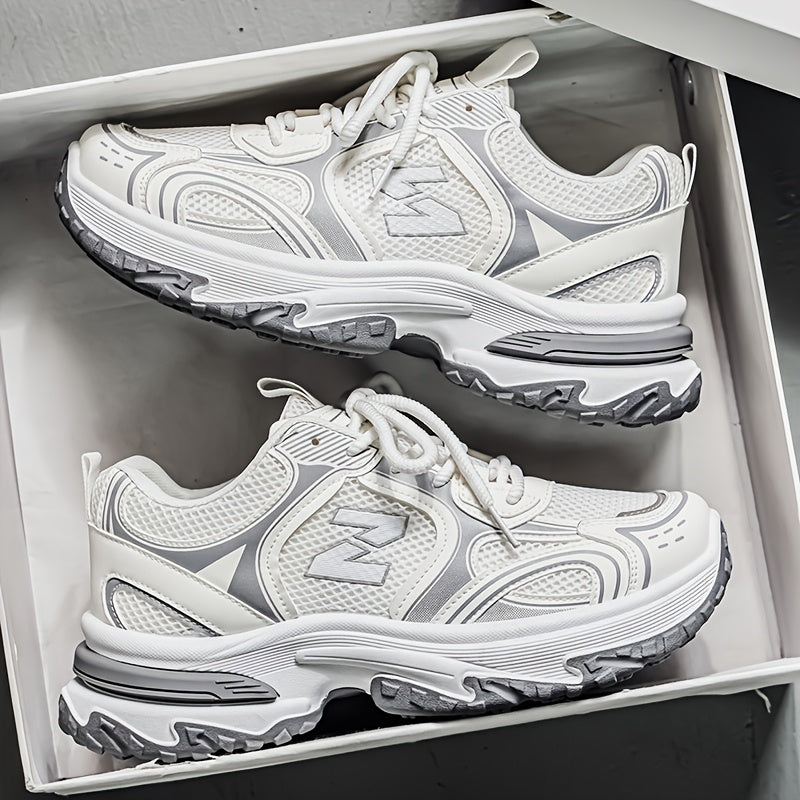 Unisex Chunky Dad Sneakers with Lace-Up Closure and Thick Platform Sole