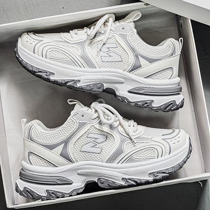 Unisex Chunky Dad Sneakers with Lace-Up Closure and Thick Platform Sole