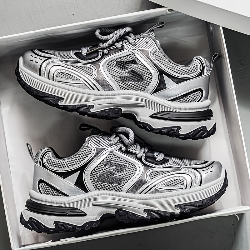 Unisex Chunky Dad Sneakers with Lace-Up Closure and Thick Platform Sole