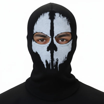 Unisex Halloween Skull Balaclava Full Face Mask with Distressed Skull Print