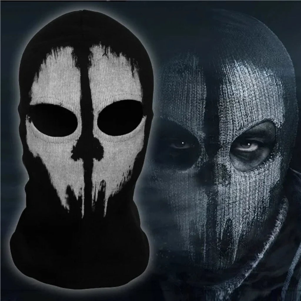 Unisex Halloween Skull Balaclava Full Face Mask with Distressed Skull Print