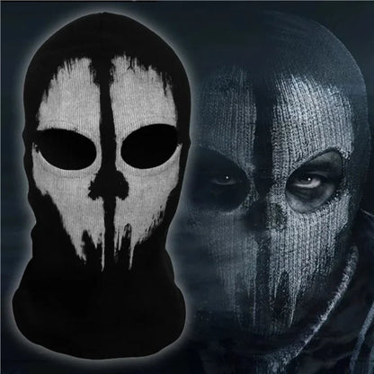 Unisex Halloween Skull Balaclava Full Face Mask with Distressed Skull Print