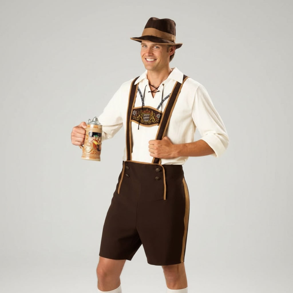 Unisex Oktoberfest Bavarian Costume Set with Lederhosen and Dirndl Dress