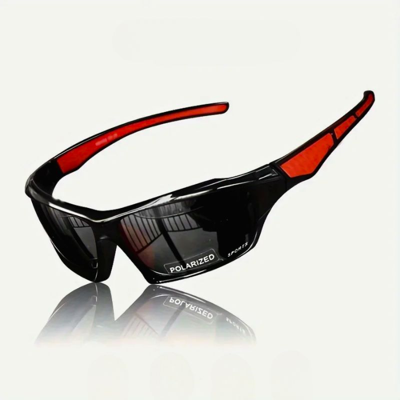 Unisex Polarized Sport Sunglasses with Shield Lens and Wrap-Around Frame